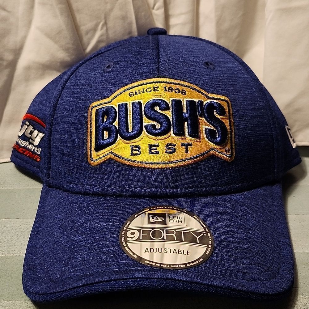 New Era Nascar Bush's Beans Chris Buescher 37 Velcroback Hat - New